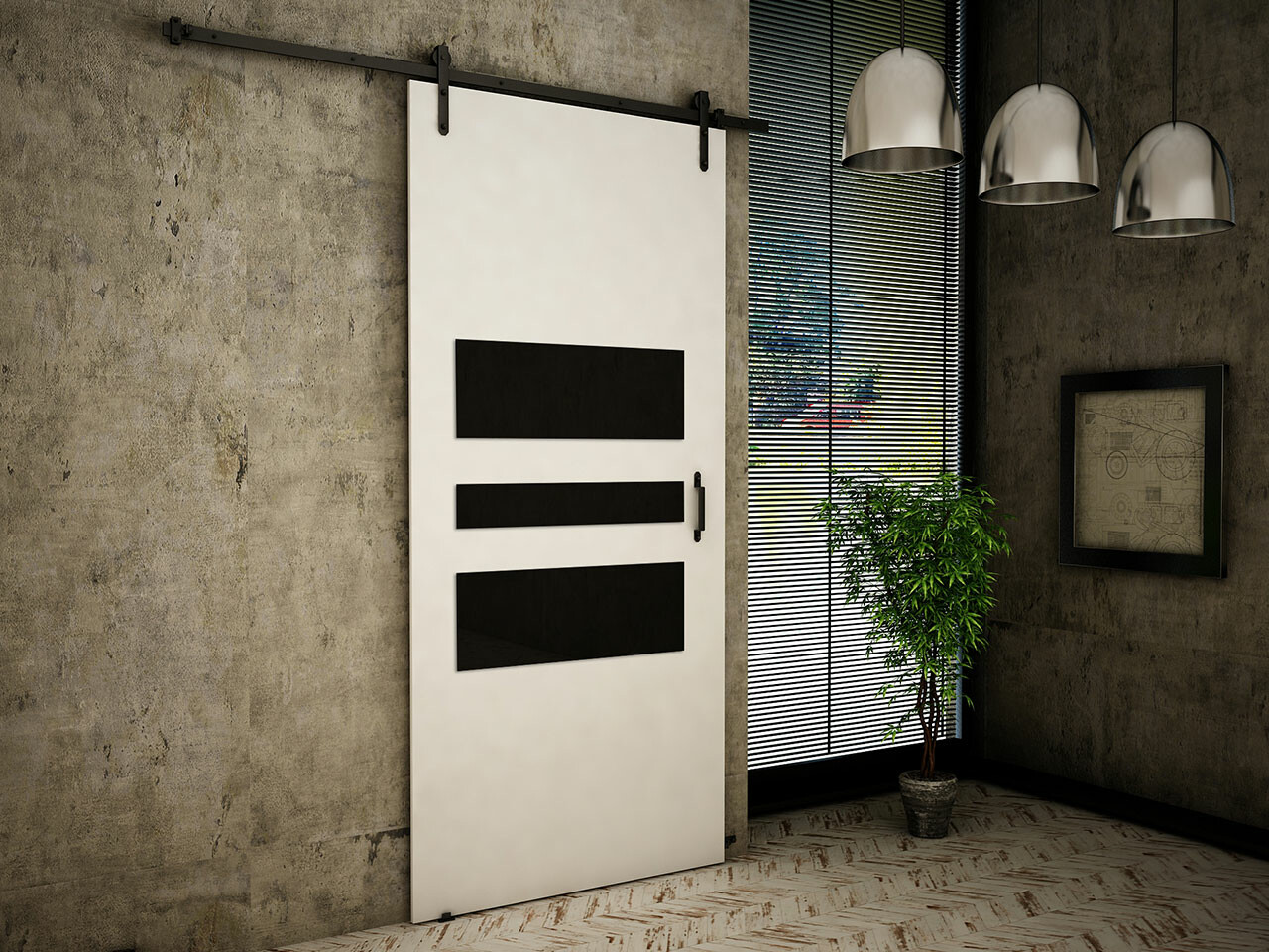 Schuifdeur Dover 163 (Wit + Zwart)