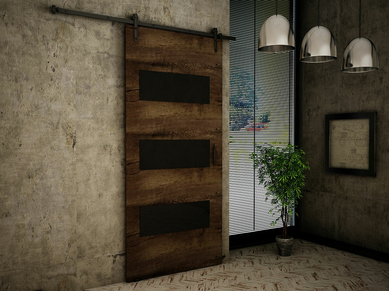 Schuifdeuren Dover 160 (Donker essen + Zwart)