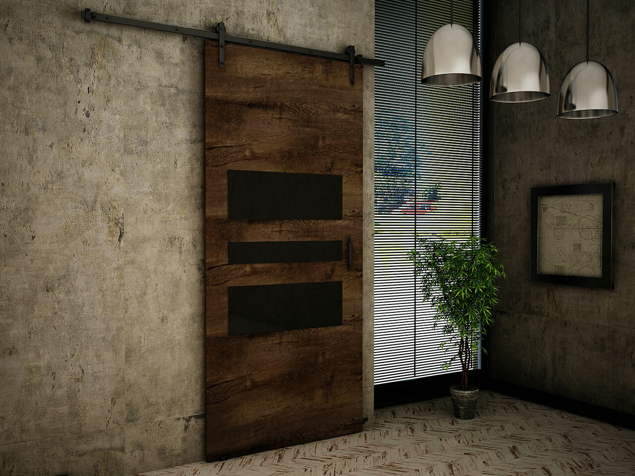 Schuifdeuren Dover 162 (Donker essen + Zwart)