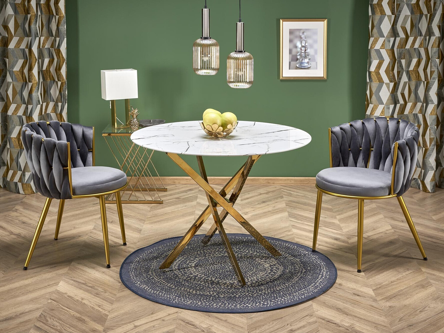 Tafel Houston 1538 (Gouden + Wit marmer)