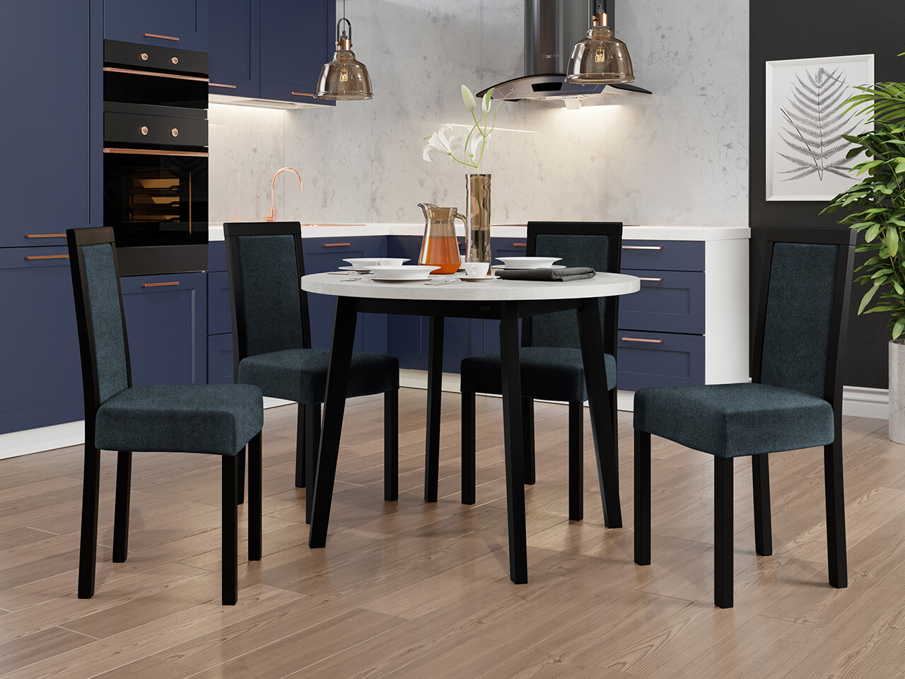 Eetkamerset Victorville 304 (Zwart)