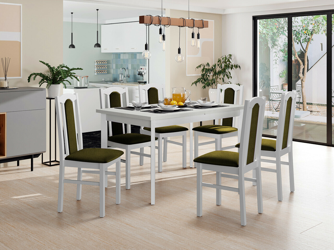 Eetkamerset Victorville 313 (Wit)