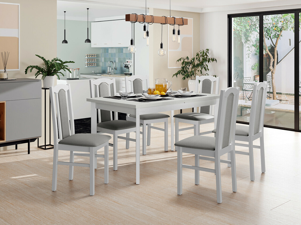 Eetkamerset Victorville 313 (Wit)