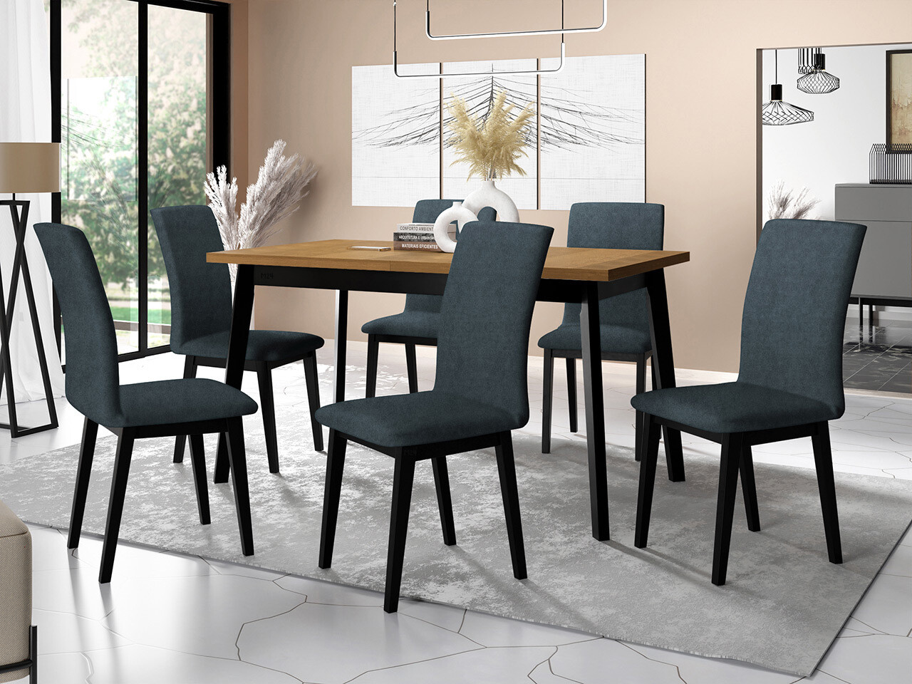 Eetkamerset Victorville 322 (Zwart)