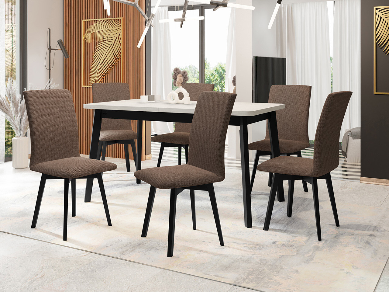 Eetkamerset Victorville 323 (Zwart)