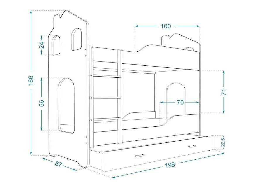Stapelbed Aurora 115 (Grijs)