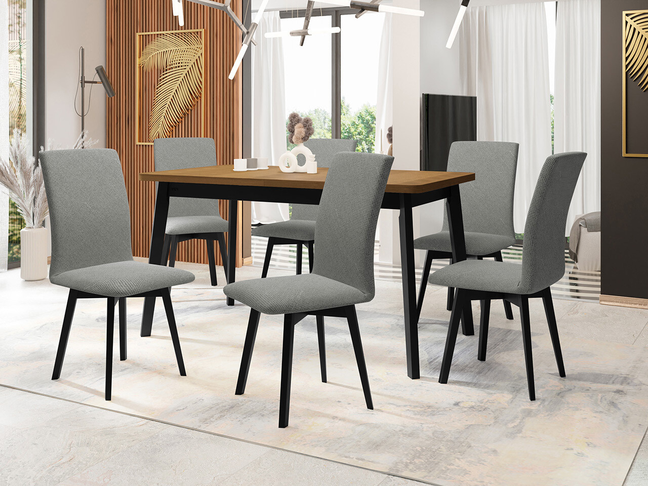 Eetkamerset Victorville 324 (Zwart)