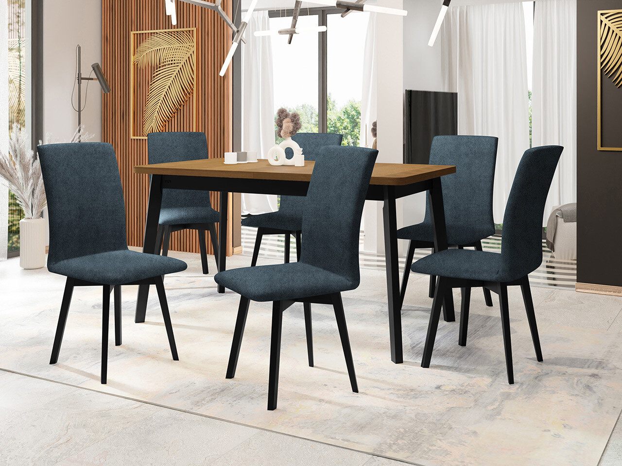 Eetkamerset Victorville 324 (Zwart)