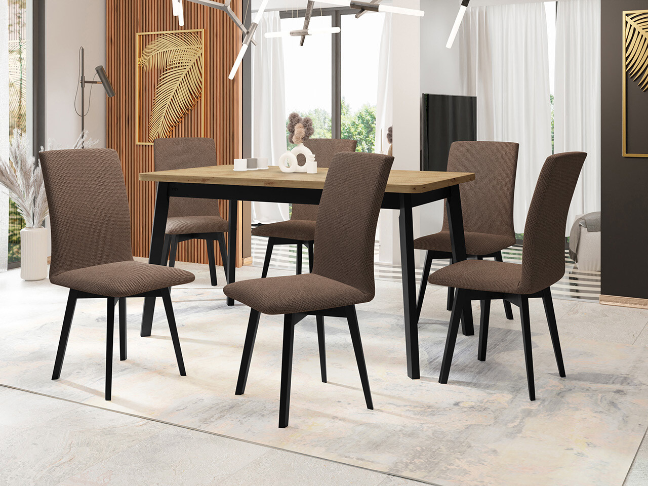 Eetkamerset Victorville 326 (Zwart)