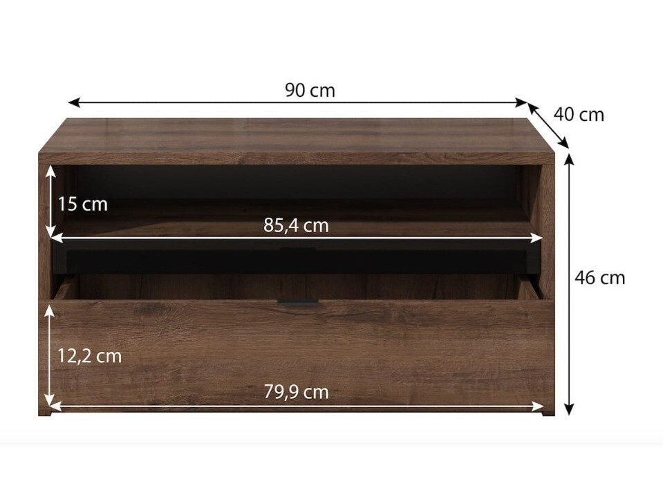 TV-meubel Providence 122 (Klooster eik + Glanzend zwart)