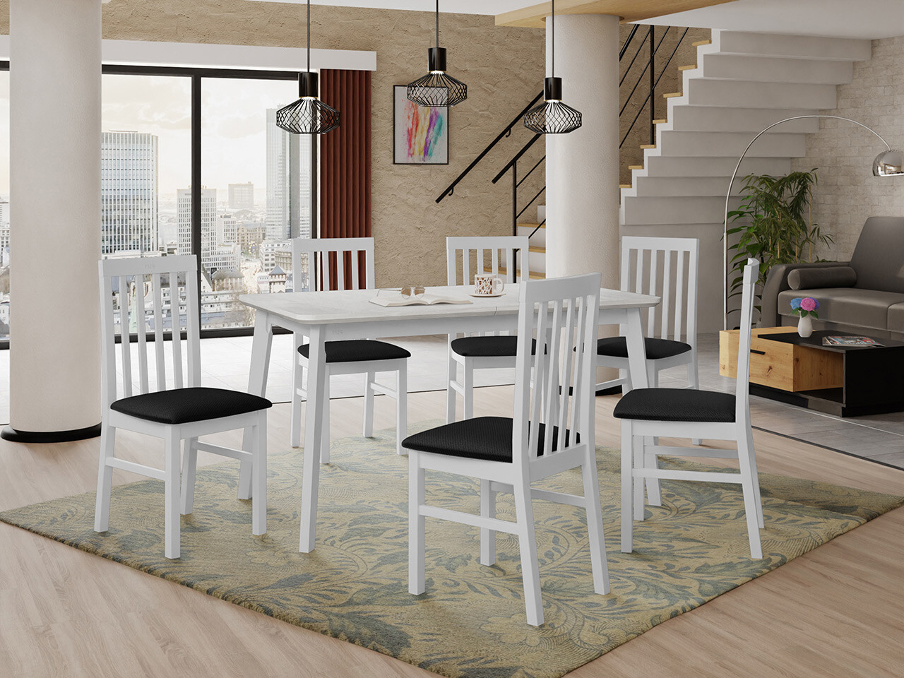 Eetkamerset Victorville 267 (Wit)
