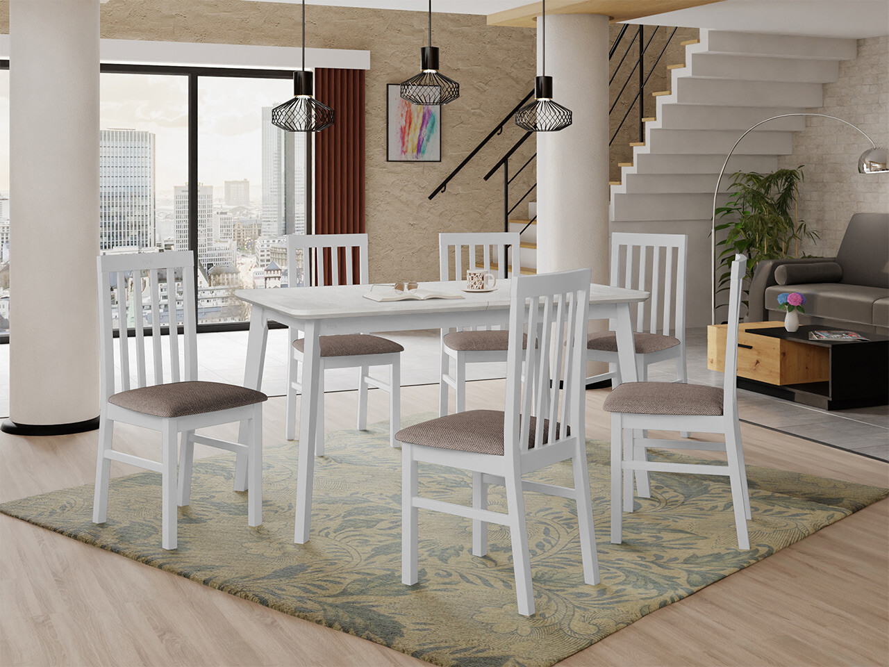 Eetkamerset Victorville 267 (Wit)