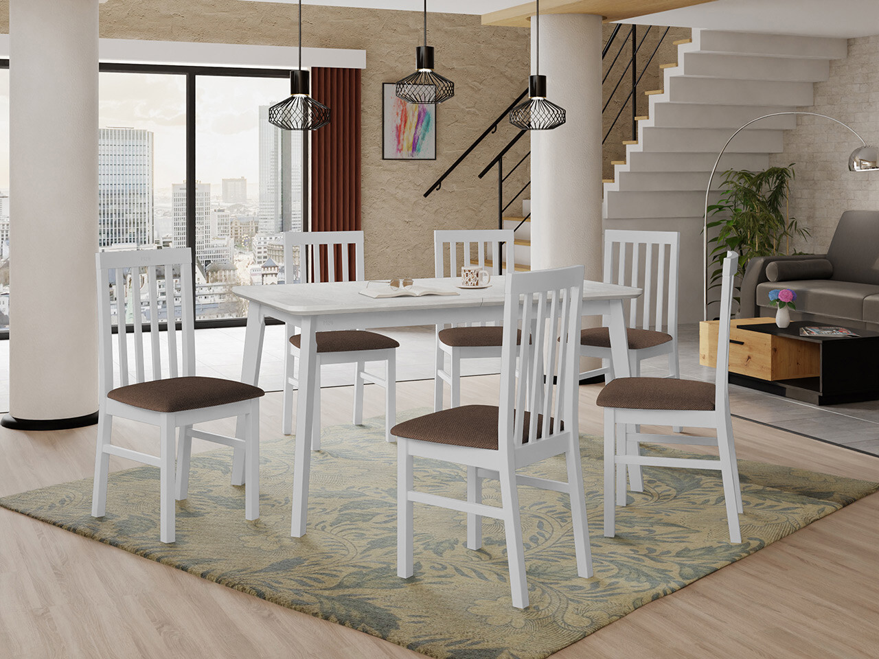 Eetkamerset Victorville 267 (Wit)