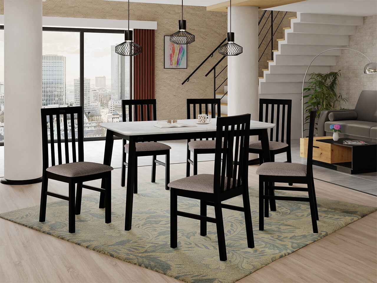 Eetkamerset Victorville 267 (Zwart)