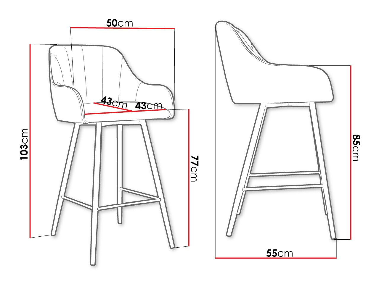 Barkruk Jackson 102 (Zwart + Magic Velvet 2219)