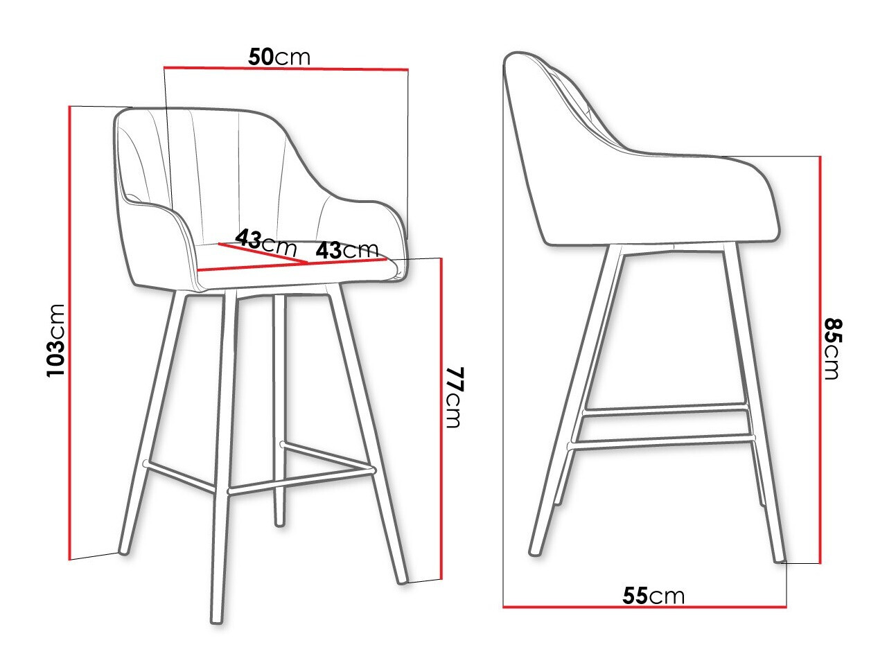 Barkruk Jackson 102 (Zwart + Magic Velvet 2240)