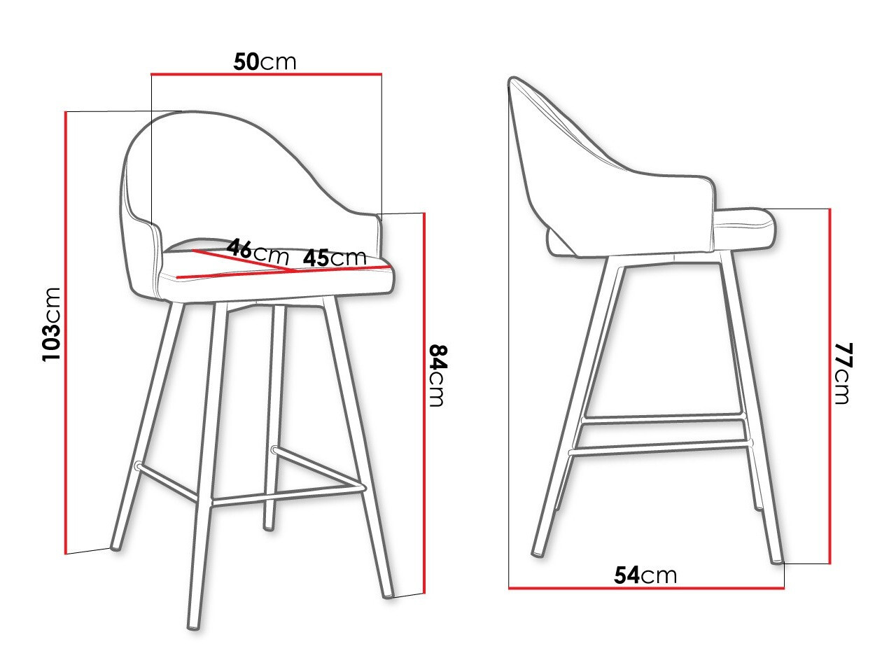 Barkruk Jackson 103 (Zwart + Magic Velvet 2209)