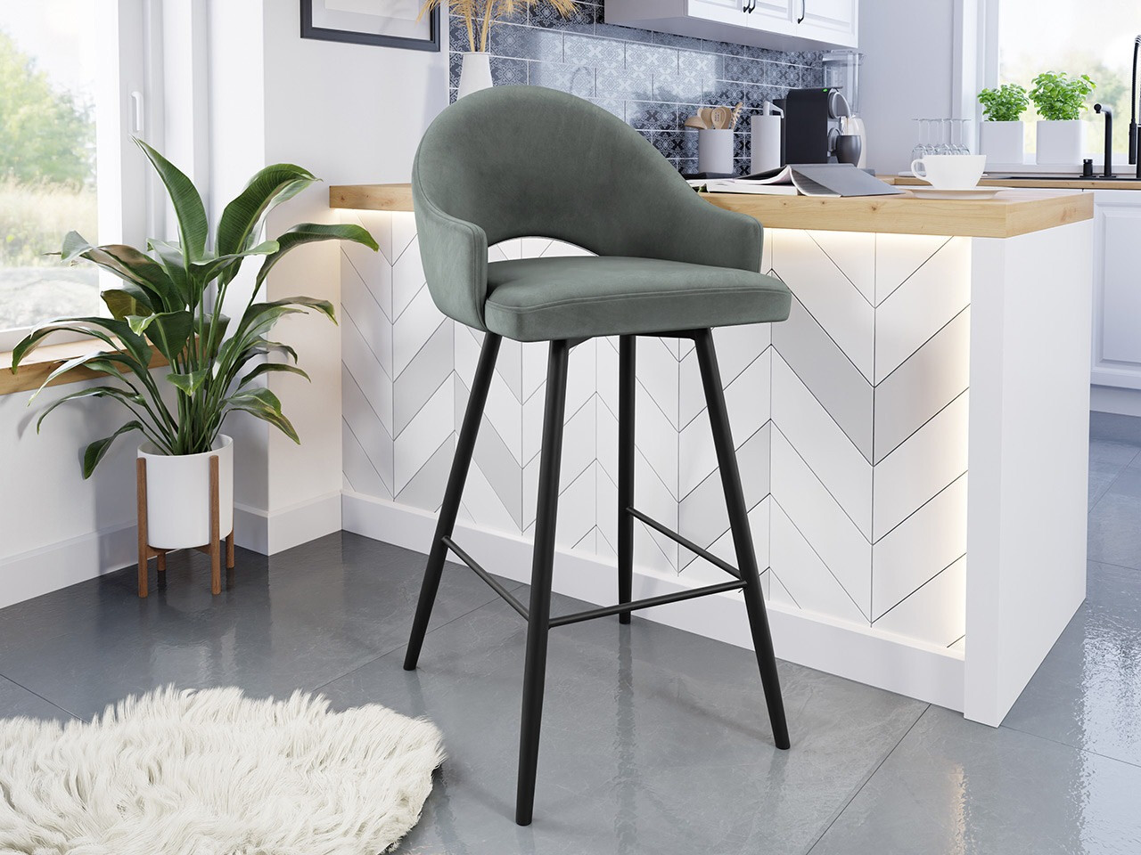 Barkruk Jackson 103 (Zwart + Magic Velvet 2217)