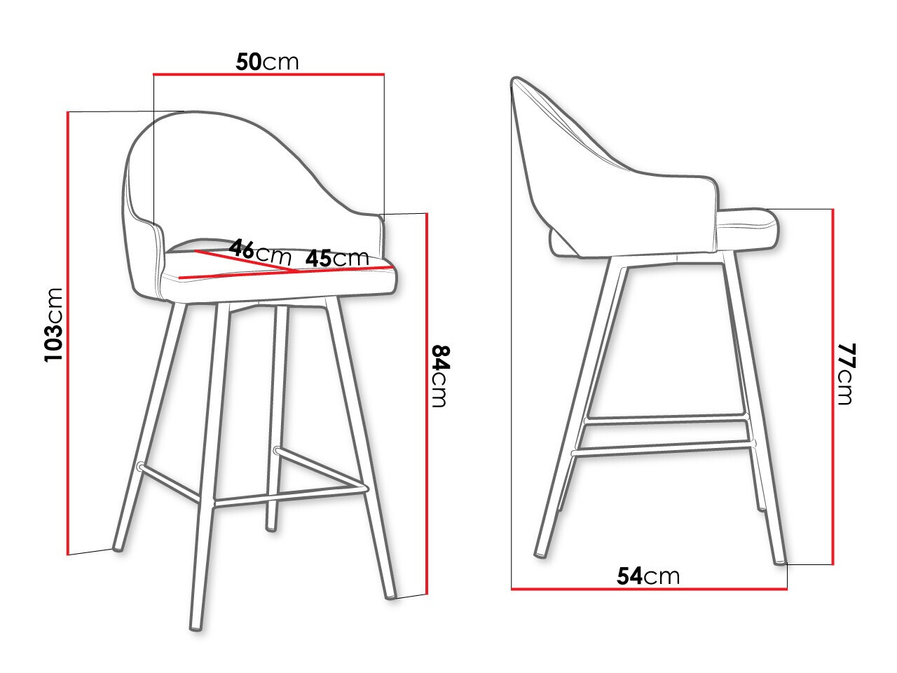 Barkruk Jackson 103 (Zwart + Magic Velvet 2250)