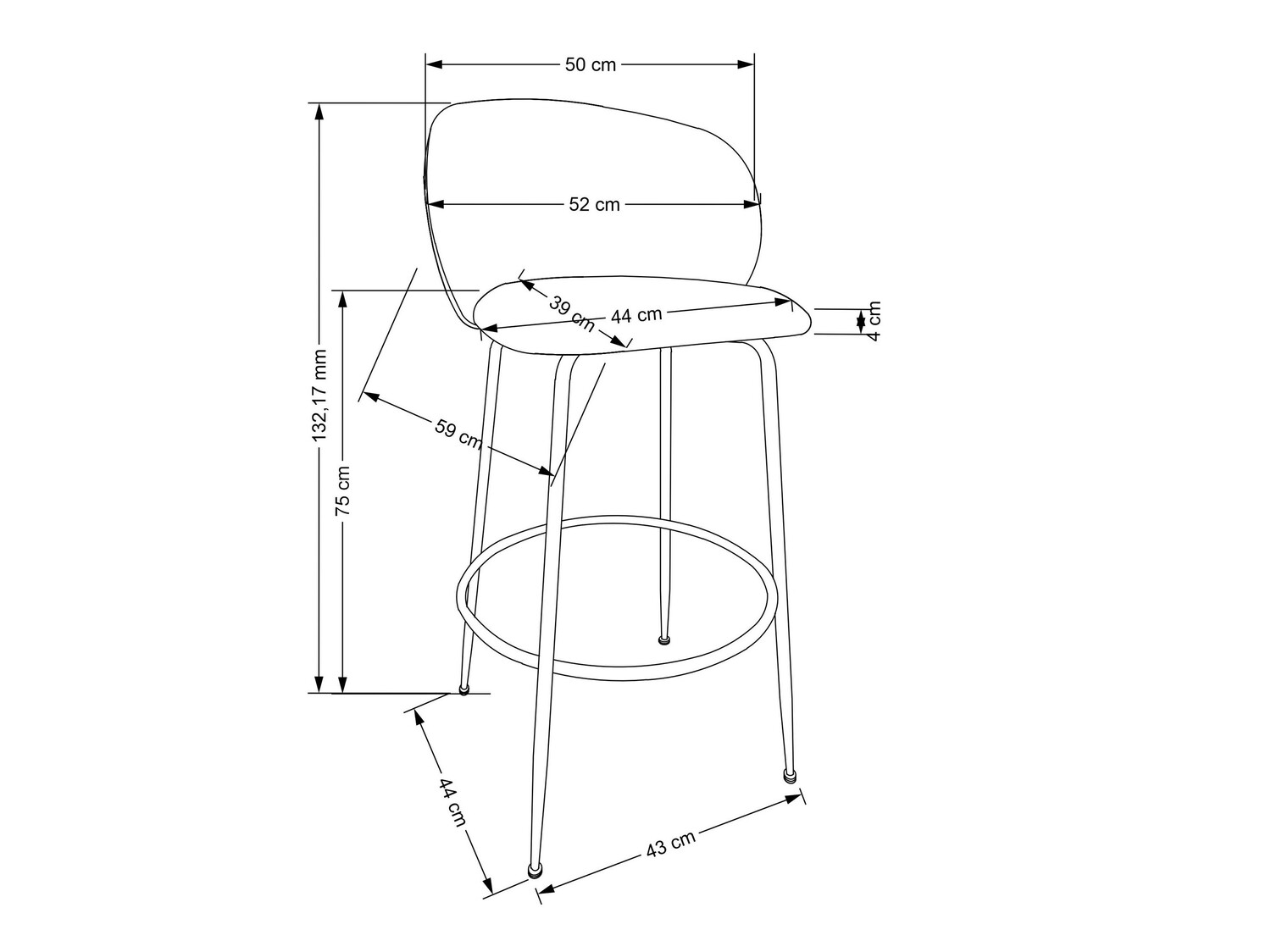Barkruk Houston 1554 (Grijs + Gouden)