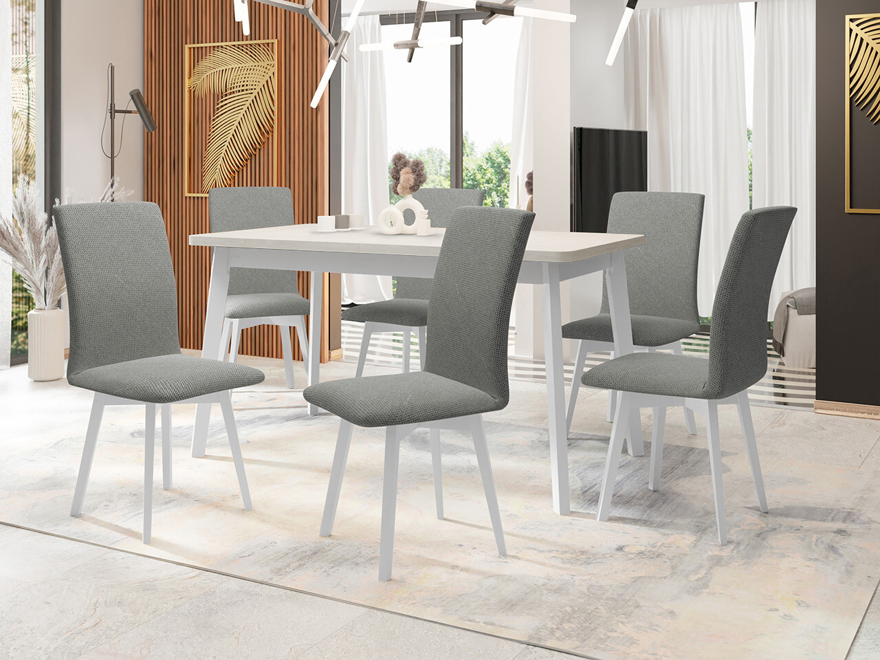 Eetkamerset Victorville 335 (Wit)