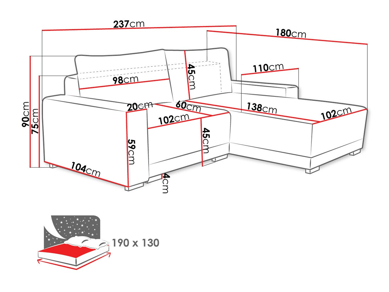 Hoekbank Columbus 204 (Tilia 90)