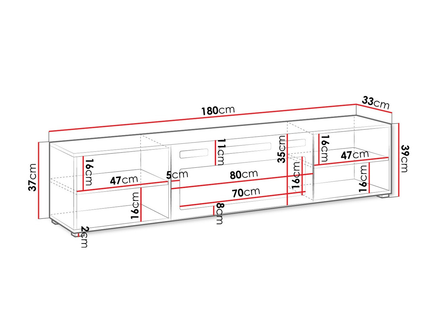 TV-meubel Charlotte 190 (Wit)