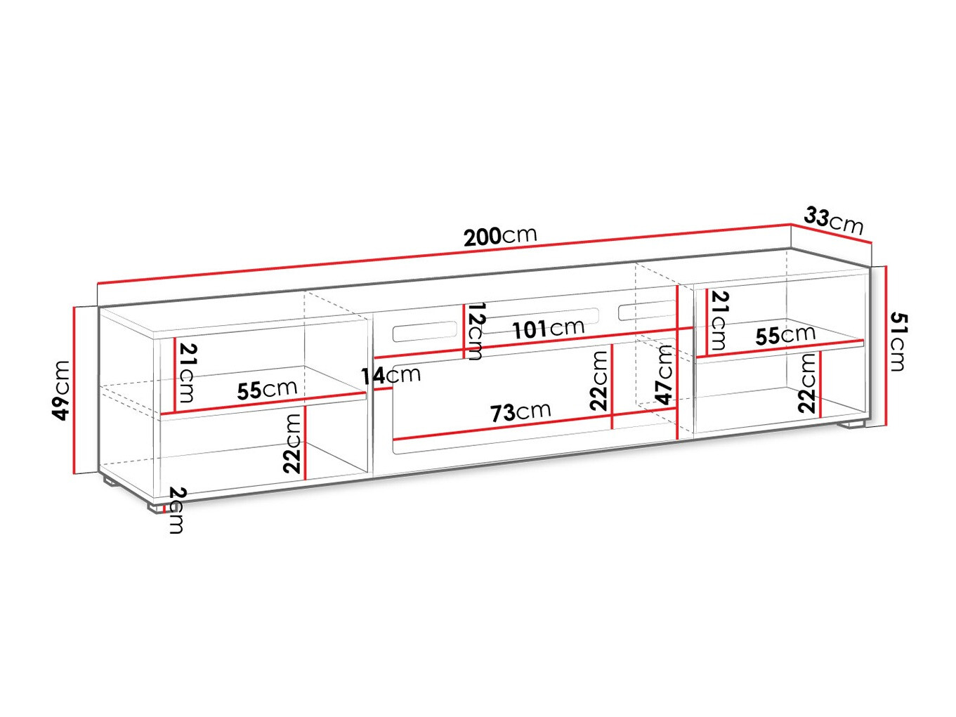 TV-meubel Charlotte 191 (Wit + Zwart)