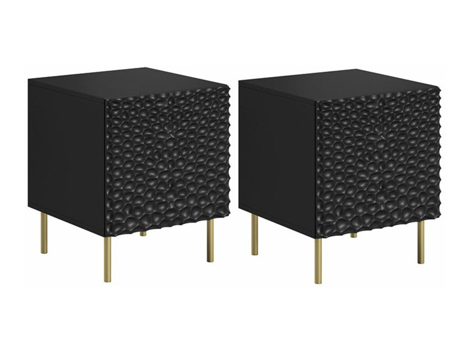 Een set nachtkastjes Charlotte 172 (Zwart + Gouden)