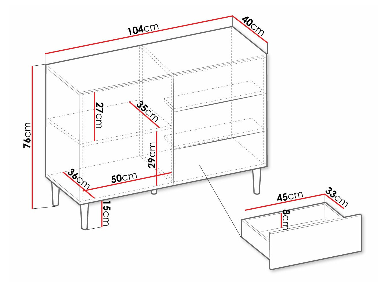 Ladekast Comfivo Mavmono 100 (Zwart)
