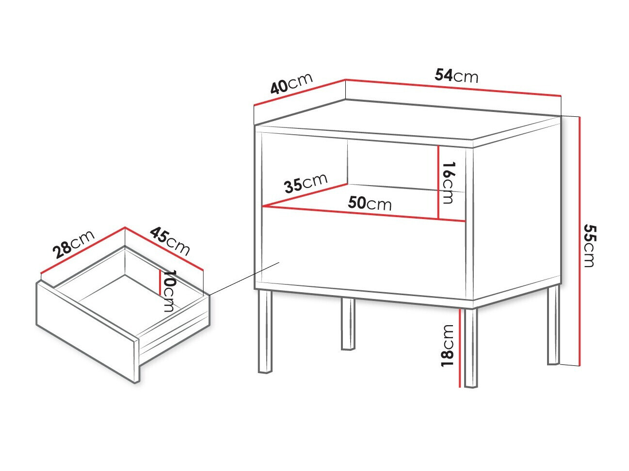 Nachtkastje Verteni 101 (Wit)