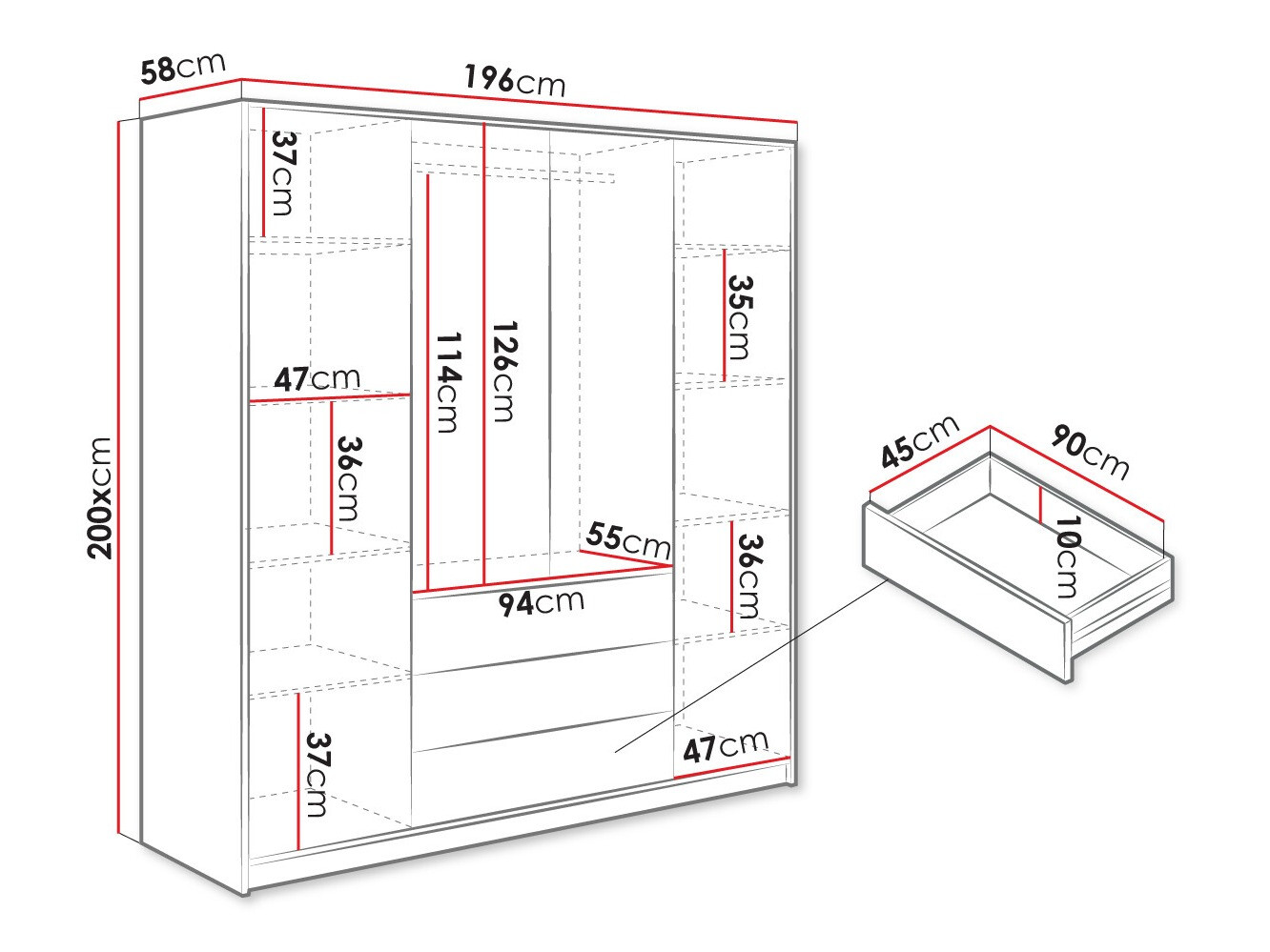 Kledingkast Honolulu 252 (Wit)