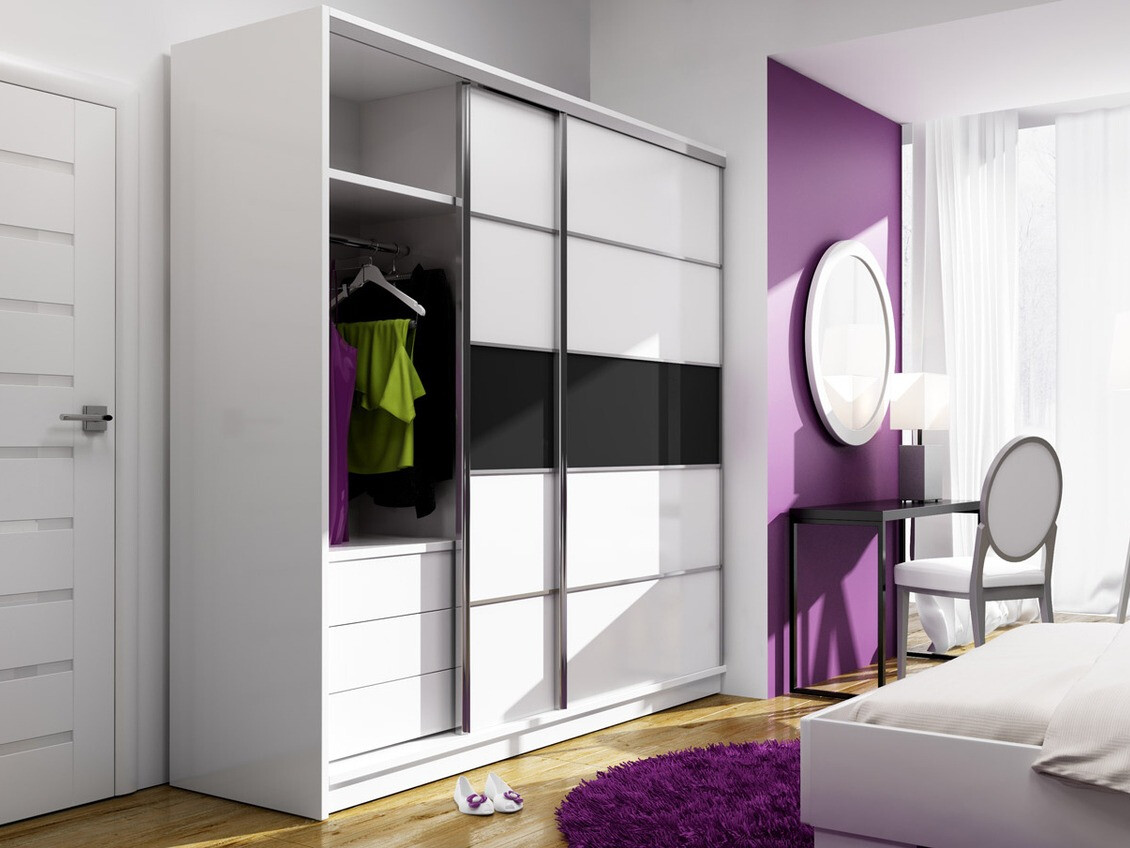 Kledingkast Honolulu 185 (Wit + Zwart)