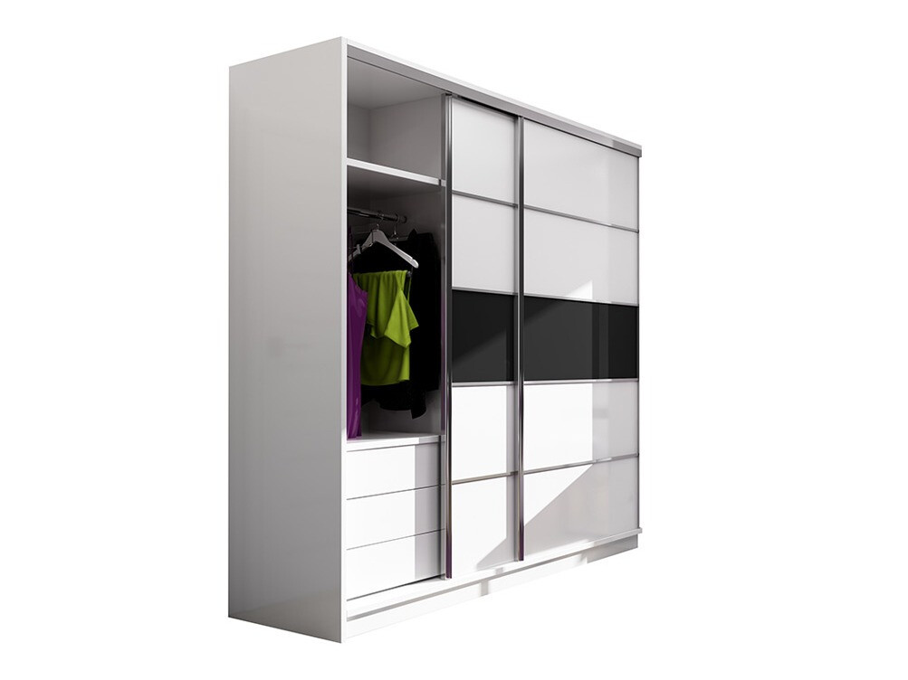 Kledingkast Honolulu 185 (Wit + Zwart)