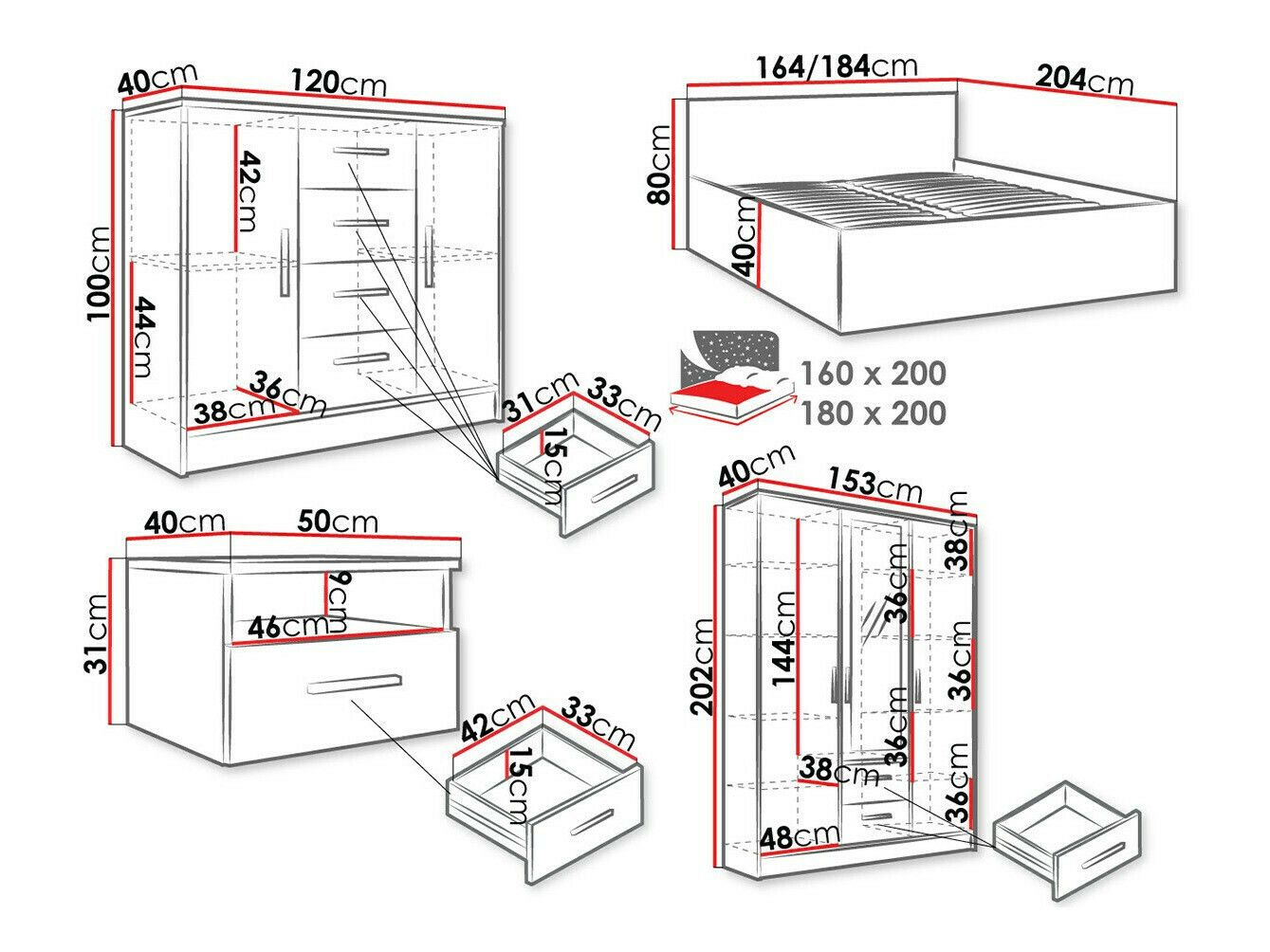 Slaapkamer set Comfivo Romtea 104