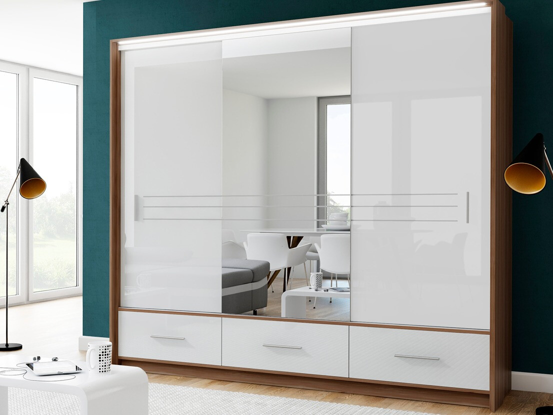 Kledingkast Honolulu 202 (Glanzend wit + Pruim)