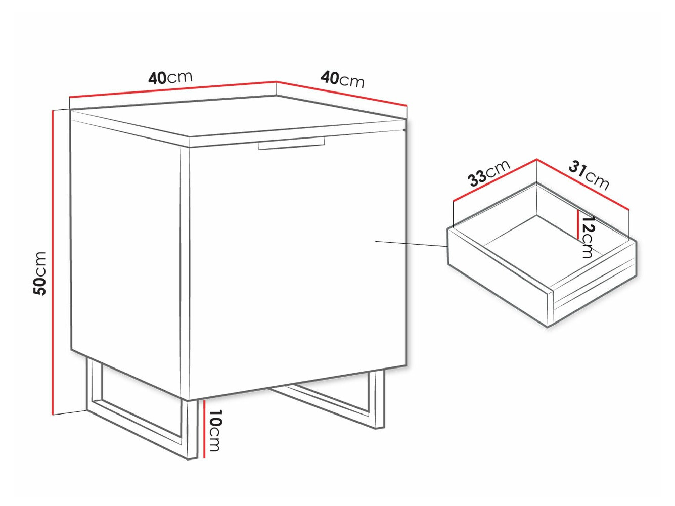 Nachtkastje Sarasota 182 (Groen + Zwart)