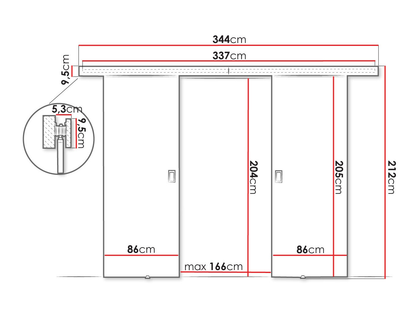 Schuifdeur Dover 200 (Craft eiken)