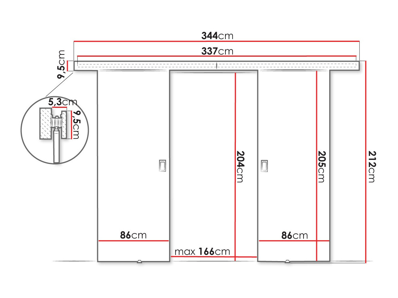 Schuifdeur Dover 200 (Wit)