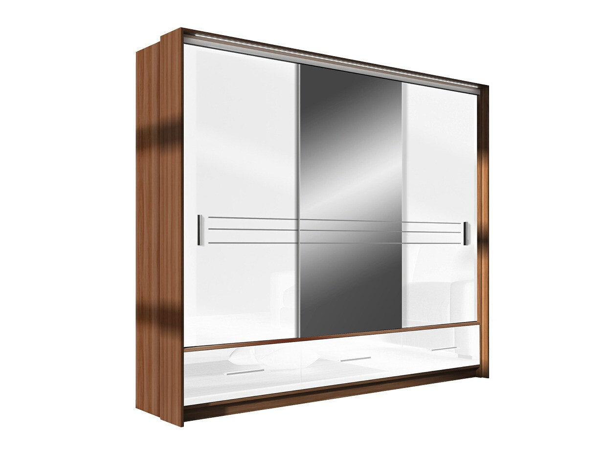 Kledingkast Honolulu 202 (Glanzend wit + Pruim)