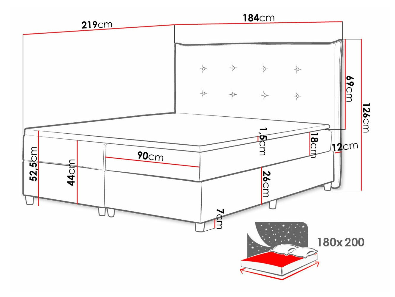 Boxspring Titulus (Uttario Velvet 2955)