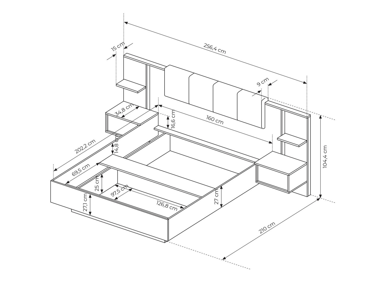 Bed Orltoru 112 Met nachtkastjes