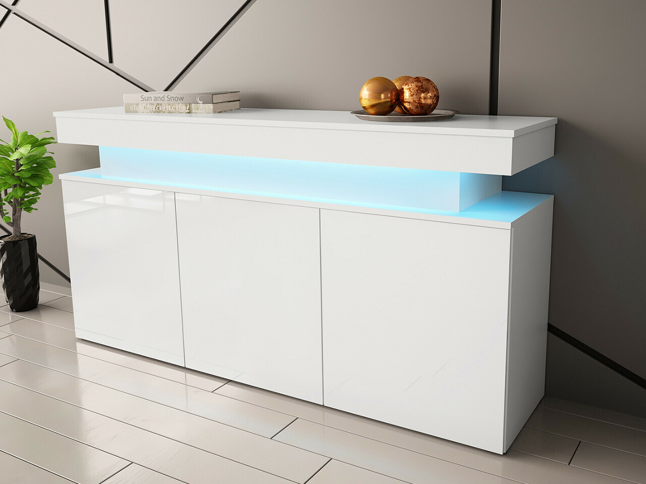 Dressoir Monfero 101 (Wit + Glanzend wit)