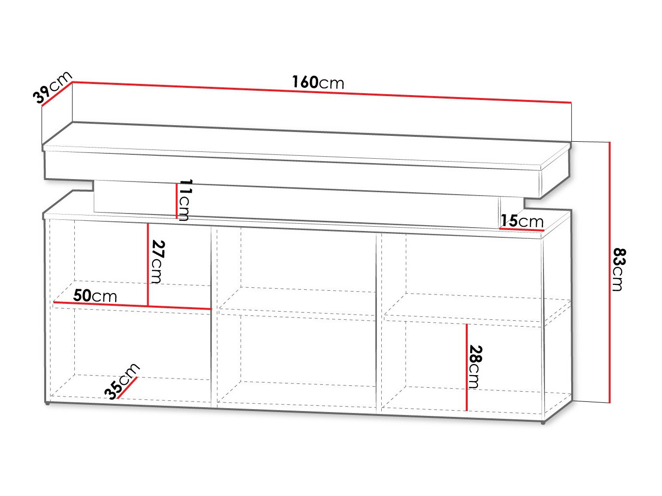 Dressoir Monfero 101 (Zwart + Glanzend zwart)