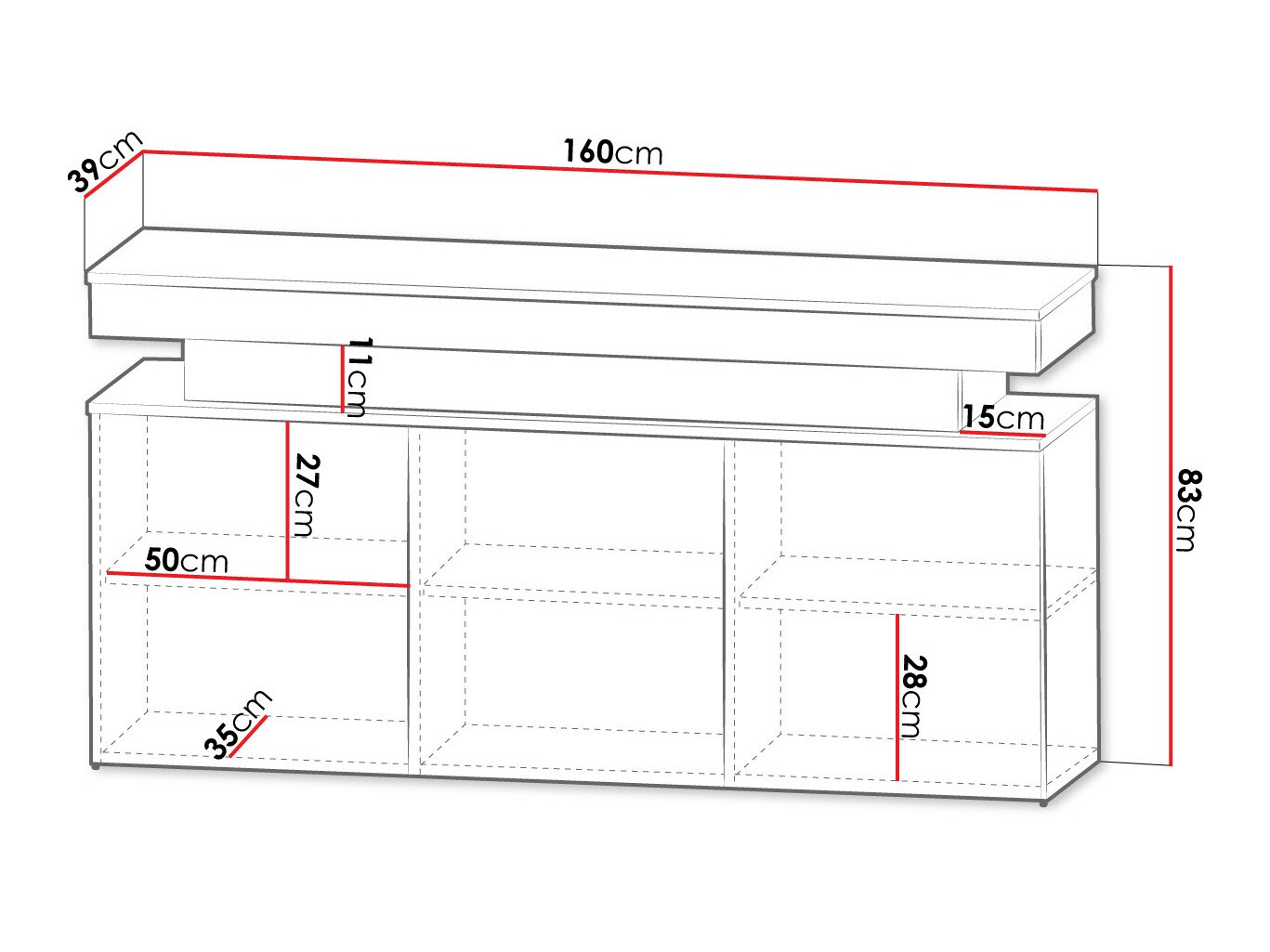 Dressoir Monfero (Wit + Glanzend wit)