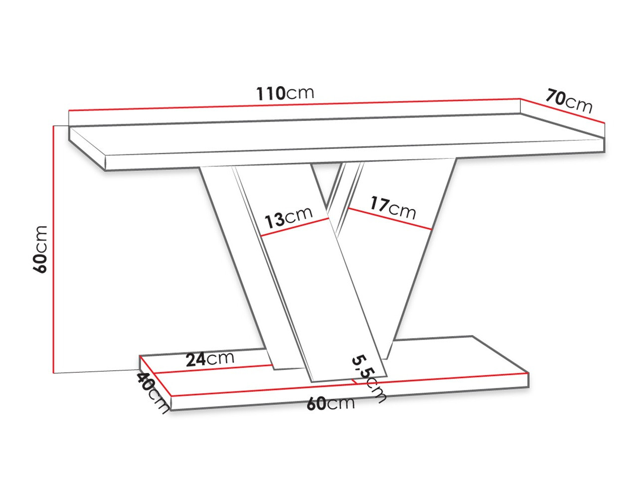 Salontafel Goodyear 128 (Glanzend zwart + Beton)
