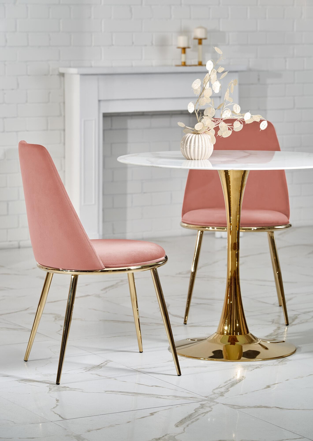Stoel Houston 1327 (Lichtroze + Gouden)