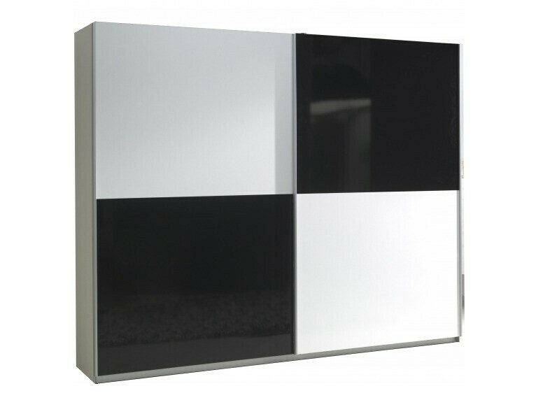 Kledingkast Murrieta 170 (Glanzend zwart + Glanzend wit + Wit)