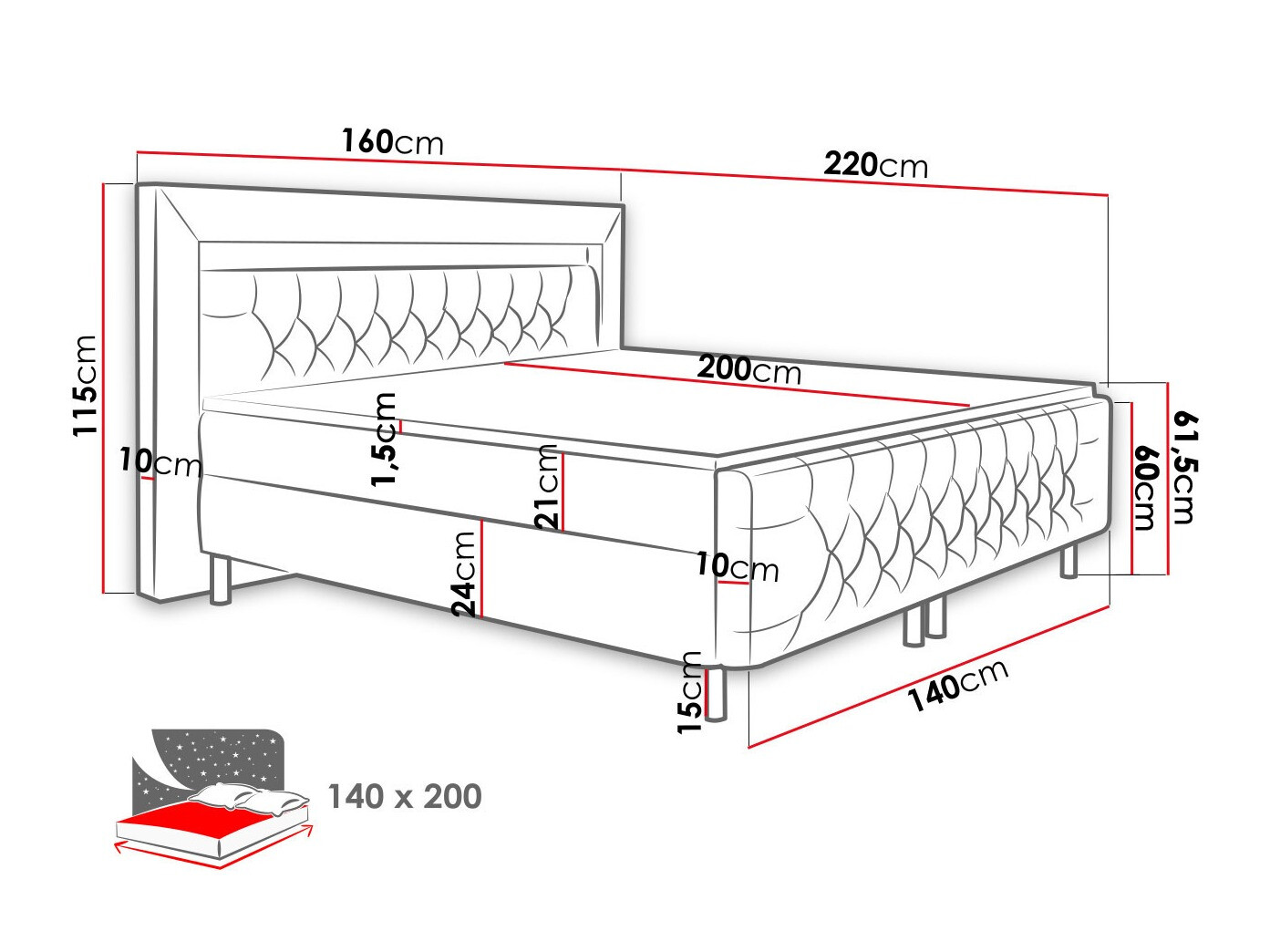 Boxspring Nashville 125