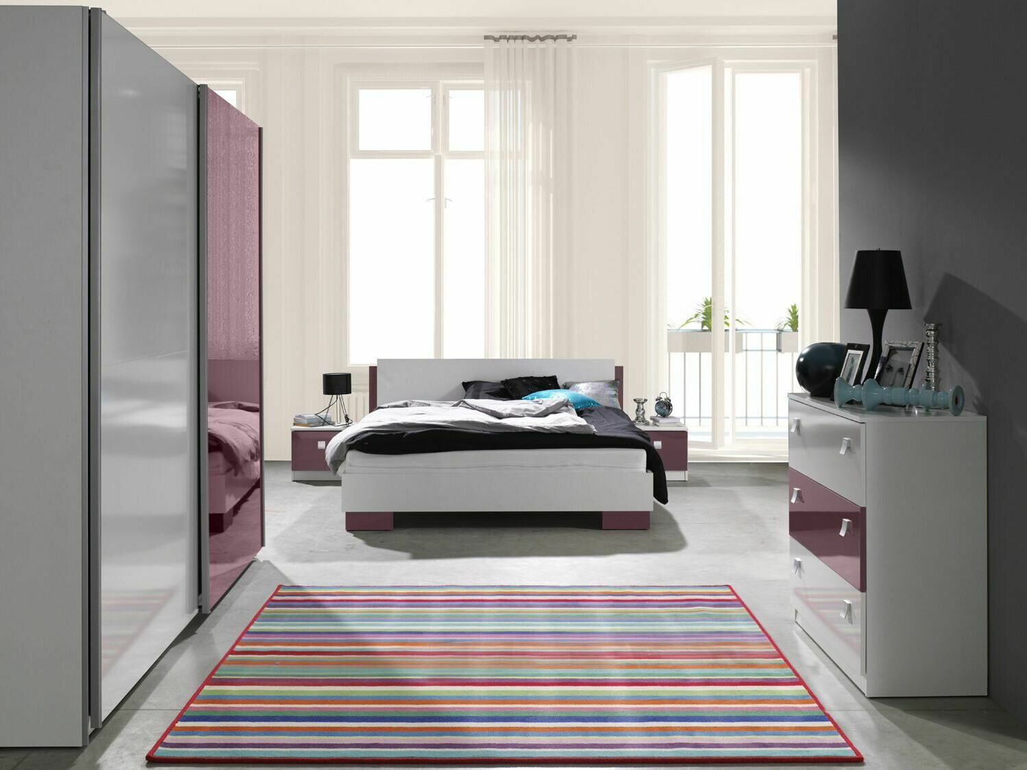 Ladekast Murrieta 109 (Wit + Glans Paars)